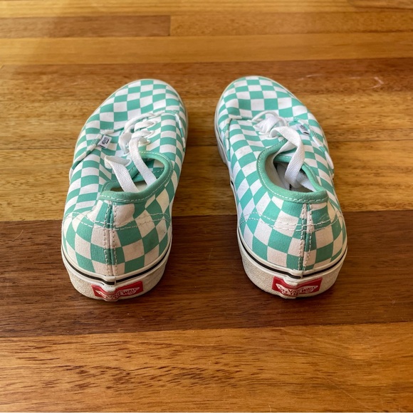 Vans Teal & White Checkered Canvas Classic Lace Up Sneakers - EUC Only Worn Once - Picture 4 of 7